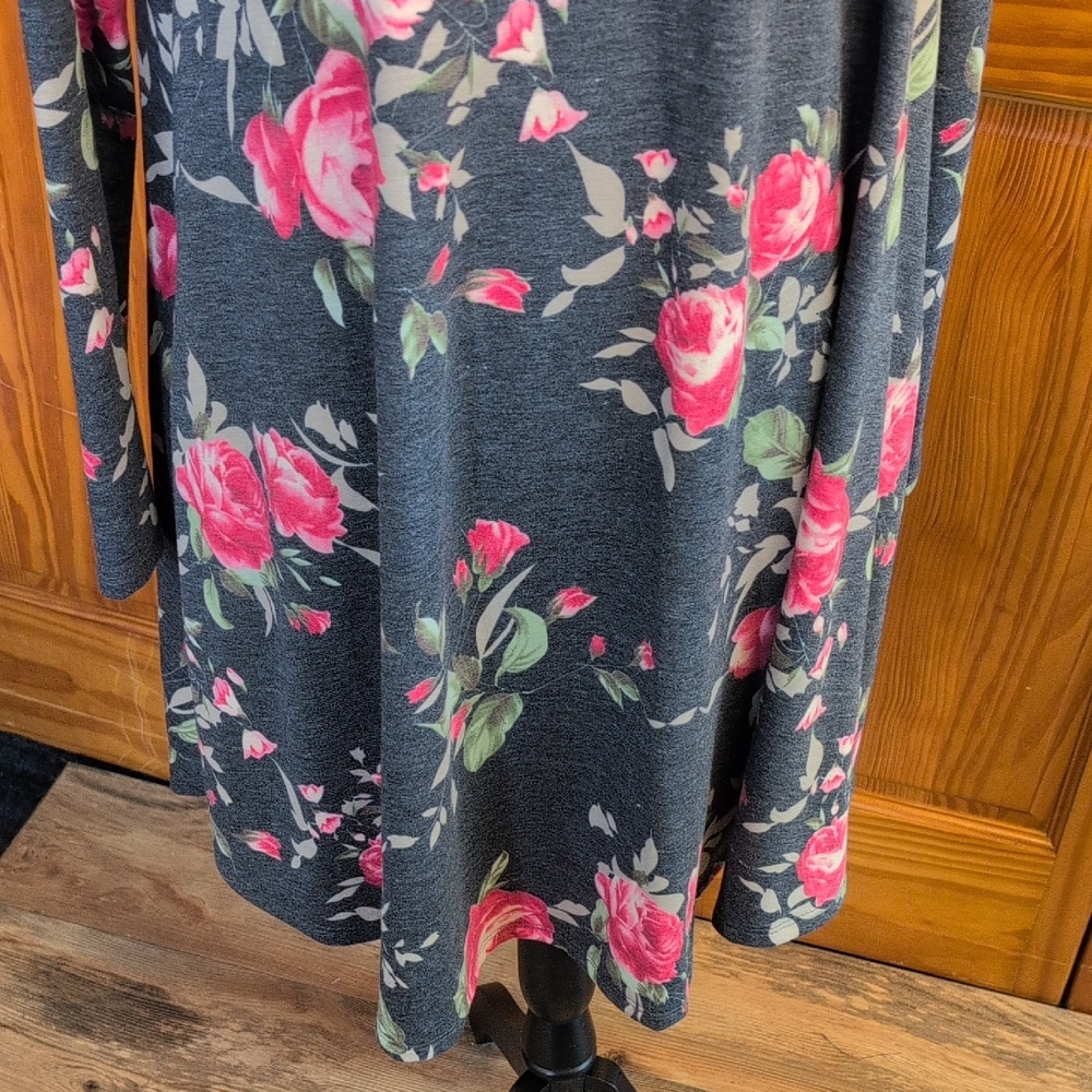 Elegant Floral Knit Criss-Cross Neckline Midi Dress XL             CC148 - Picture 3 of 6